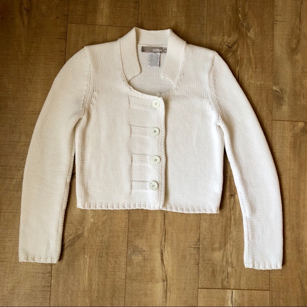 Poles Paris Designer Cotton White Sweater Vintage